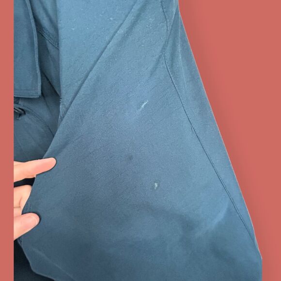 🦚 VTG TEAL TRENCH PRIVATE EYE DETECTIVE FLOWY 80s SIZE 8 PETITE - Picture 7 of 8